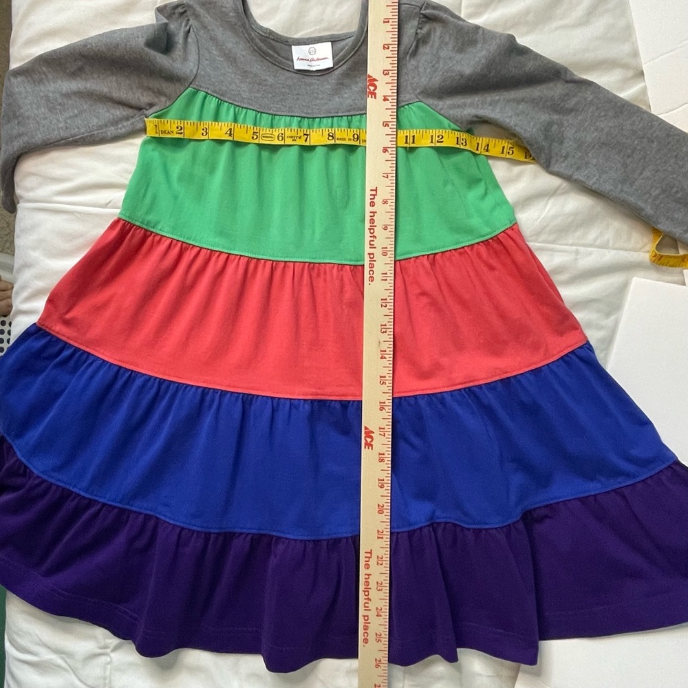 Hanna Andersson Girls Tiered Color block Twirl Power LS Dress Size 5 110 cm - Picture 11 of 12